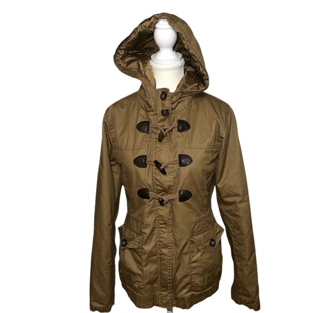 Aeropostale Brown Toggle Button Duffle Coat Hooded Utility Parka Jacket XS